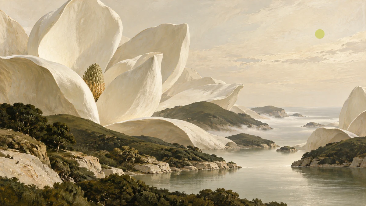 AI artwork of a dreamlike botanical coastline